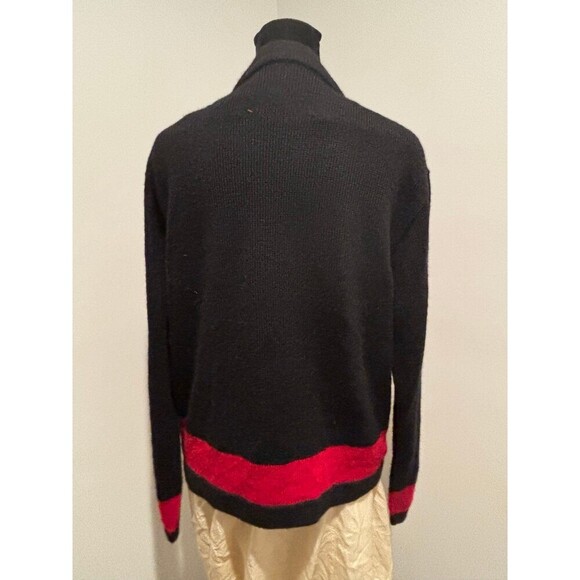 ALPACA STYLE Artesian AT Vintage Black Red Embroidered Tassel Cardigan Sweater L - Picture 3 of 7